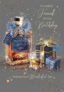 To A Great Friend Finest Whiskey Birthday Card