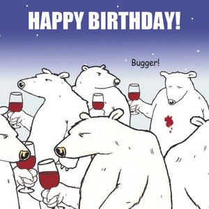 Polar Bear Red Wine Birthday Card