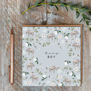 Elephant New Baby Boy Card