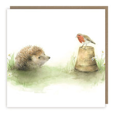 Load image into Gallery viewer, Garden Friends Hedgehog &amp; Robin Card
