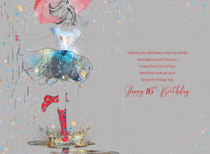 16th Birthday Card Dancing In The Rain