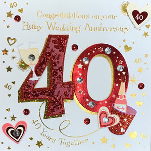 40th Ruby Wedding Anniversary Card