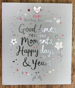 40th Ruby Wedding Anniversary Card