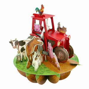 Farm Yard Tractor Pirouette 3D Card