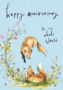 Playing Foxes Anniversary Card