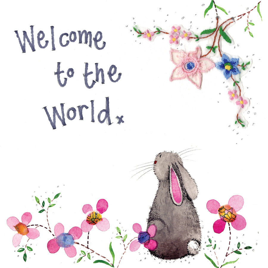 ‘Welcome To The World’ Rabbit New Baby Card by Alex Clark