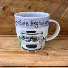 Load image into Gallery viewer, Motor Home ‘ Adventure Begins Here’ Mug by Alex Clark
