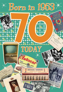 Born In 1953, 70 Today,  70th Birthday Card