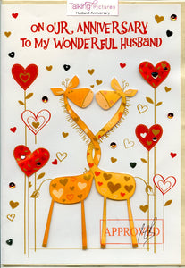 Husband Anniversary Giraffe Card