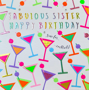 Fabulous Sister Cocktails Birthday Card