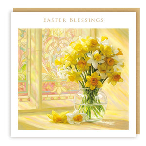 Daffodils & Stained Glass Winder Easter Blessings Card