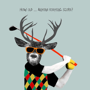 Golfing Stag Birthday Card