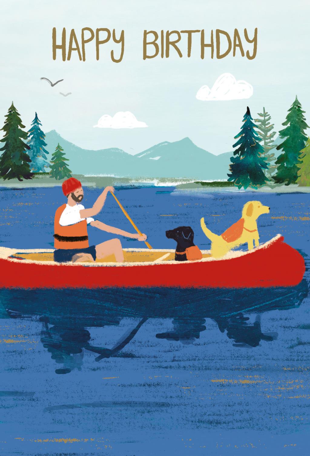 Canoe Dogs Birthday Card