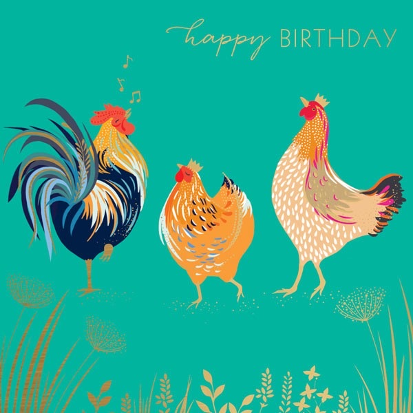 Sara Miller Chickens Birthday Card