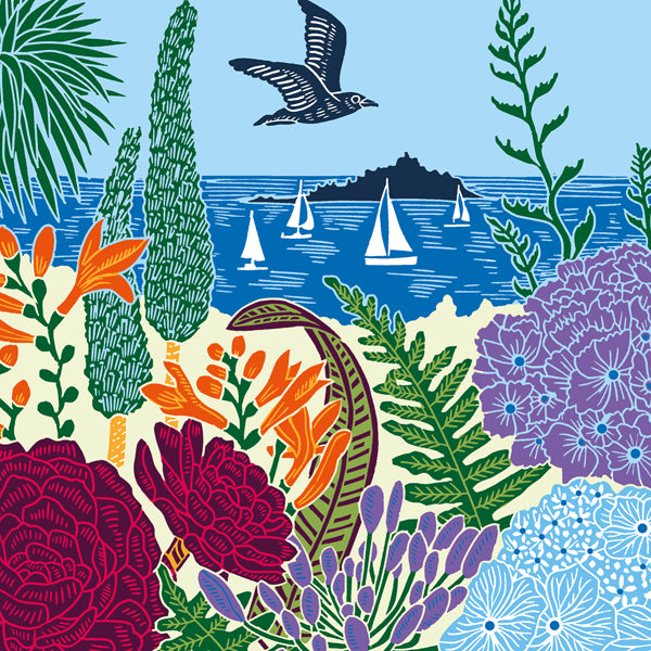 Gull and Sailing Boats Blank Card
