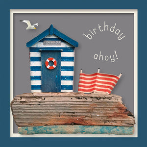 Beach Huts Birthday Card