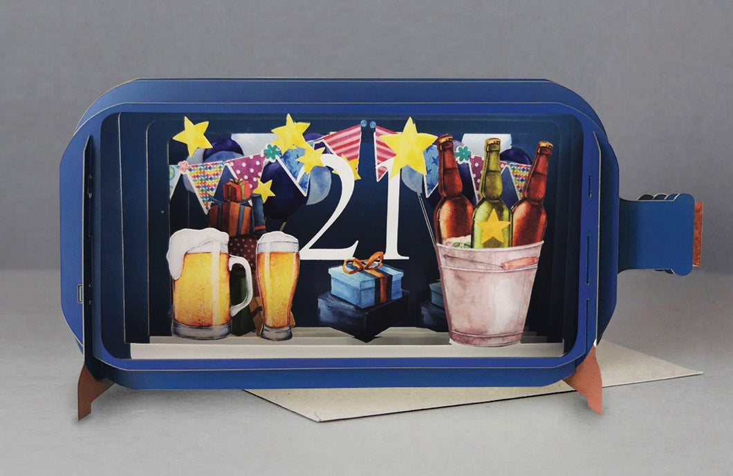 21st Birthday 3D Pop Up Bottle Card