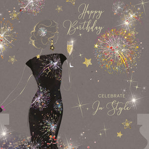 Celebrate in Style,  Black Dress, Birthday Card