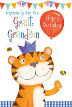 Load image into Gallery viewer, Great Grandson Tiger Birthday Card
