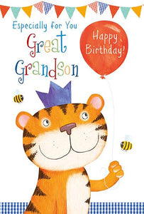 Great Grandson Tiger Birthday Card