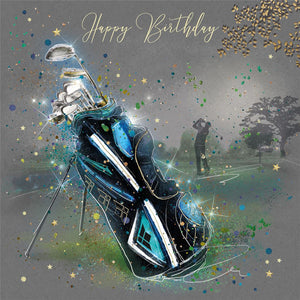 Golf Clubs, Golf Bag, Golfing Birthday Card