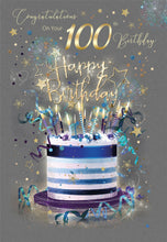 Load image into Gallery viewer, Congratulations On Your 100th Birthday, Blue Cake
