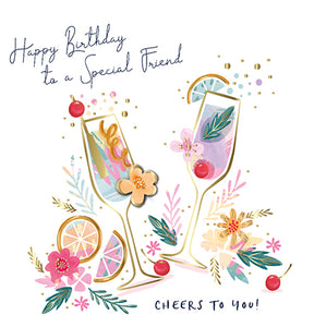 Special Friend Champagne Birthday Card