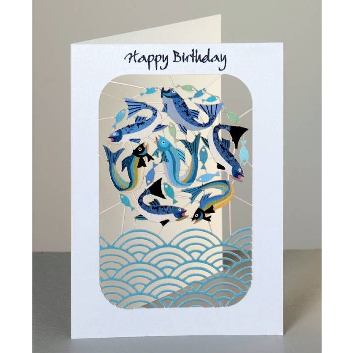 Happy Birthday Fish Laser Cut Birthday Card