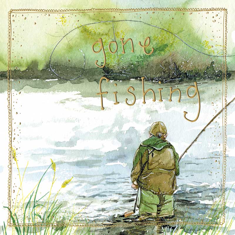 ‘ Gone Fishing’ Blank Card by Alex Clark