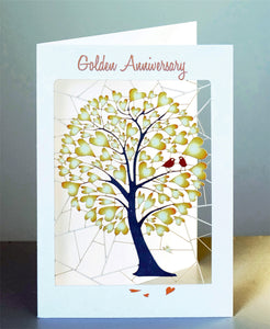 50th Golden Wedding Anniversary Laser Cut Card