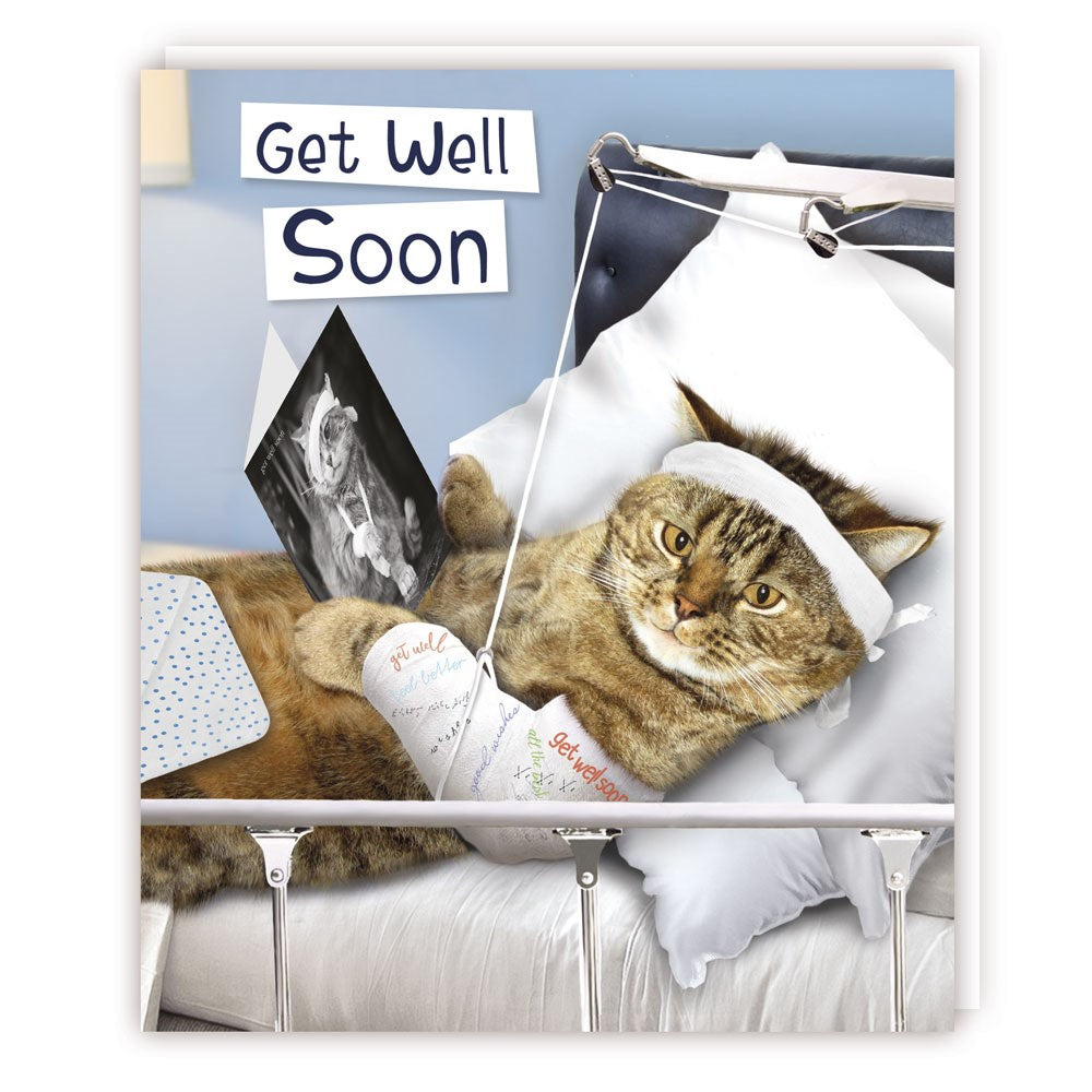 Get Well Cat With Broken Arm Card