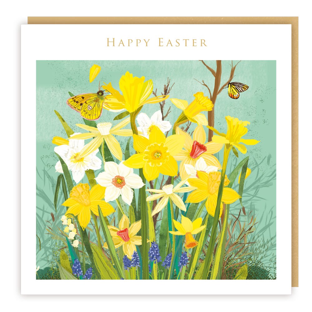 Daffodils & Butterflies Easter Card