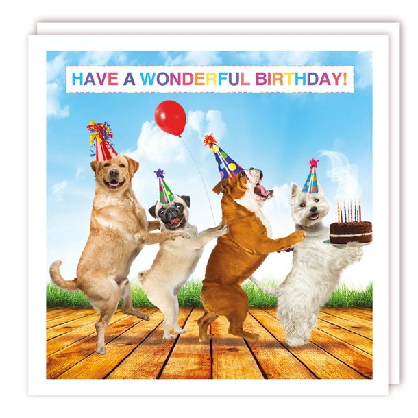 Dogs Conga Birthday Card