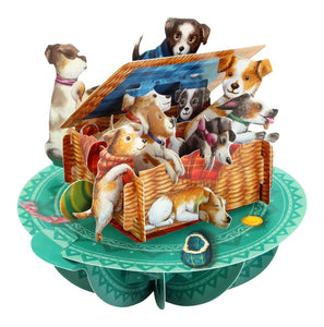 Basket of Dogs 3D Card