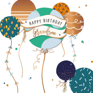 Grandson Balloons Birthday Card