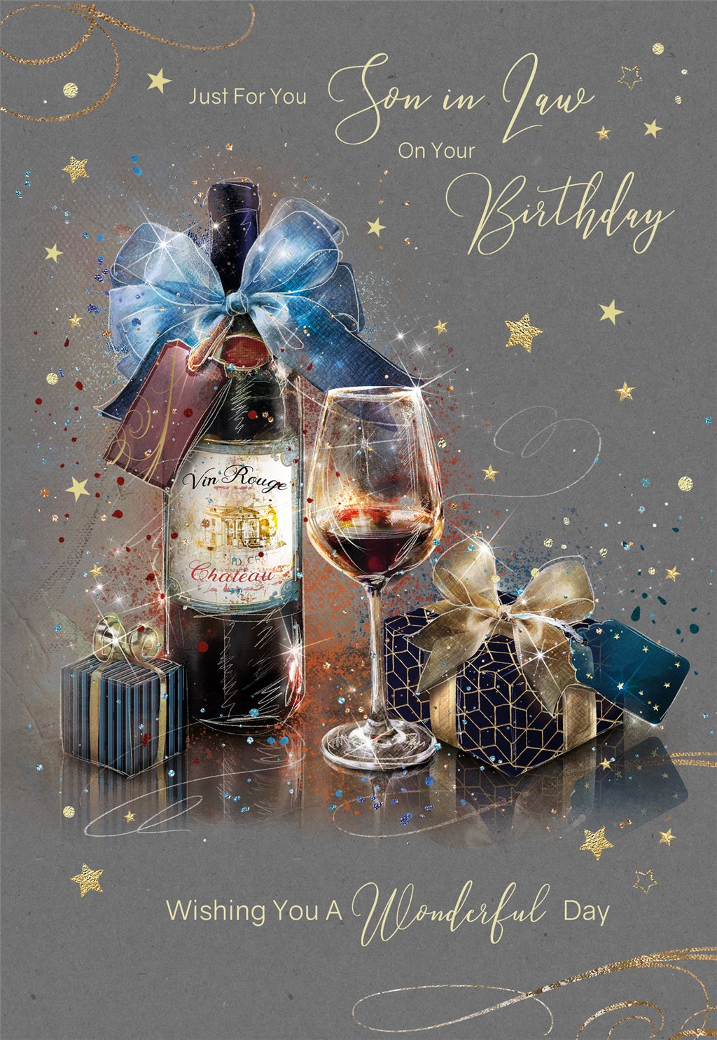 Just For You Son-in-Law Birthday Card, Vin Rouge, Red Wine