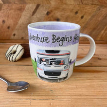 Load image into Gallery viewer, Motor Home ‘ Adventure Begins Here’ Mug by Alex Clark
