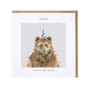 30th Bear Birthday Card by Wrendale Designs