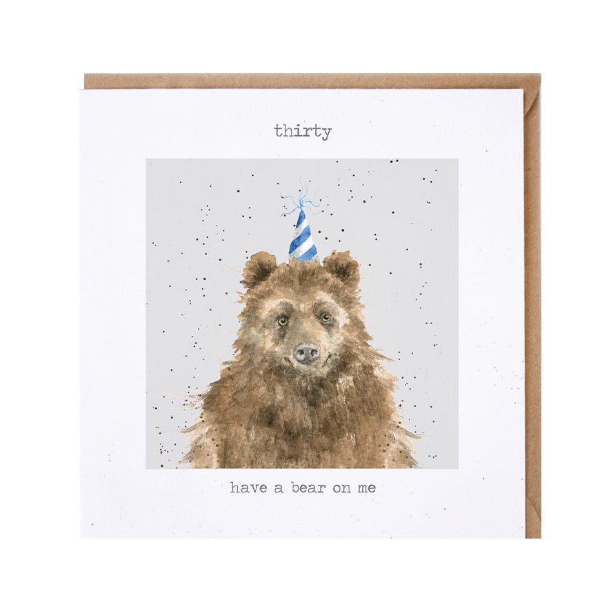 30th Bear Birthday Card by Wrendale Designs