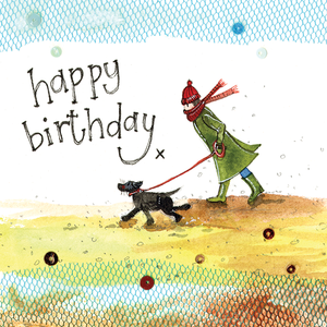 Windy Dog Walk Birthday Card