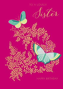 Lovely Sister Butterfly Birthday Card by Sara Miller