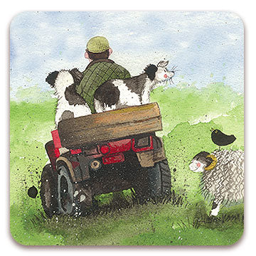 Field Joy Ride with Dogs Coaster by Alex Clark