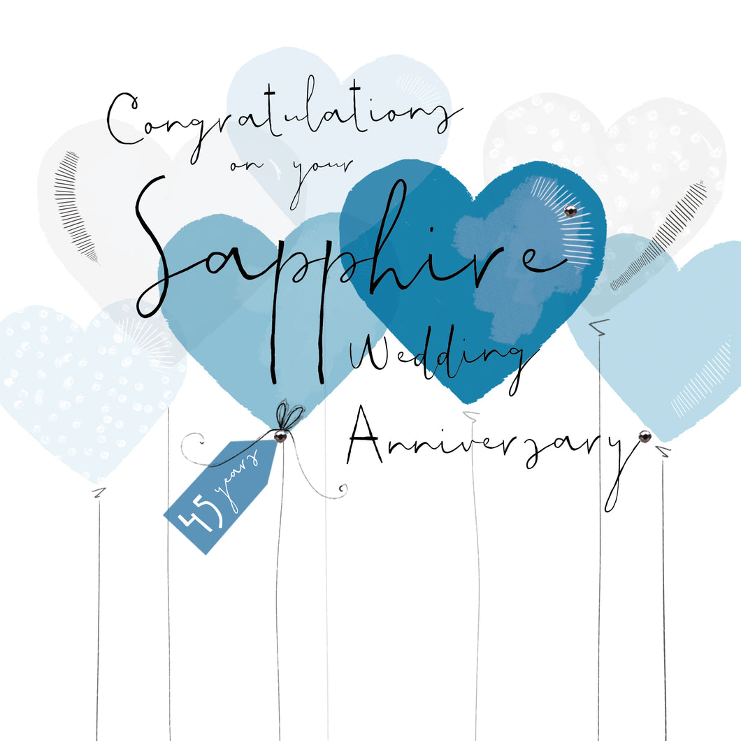 45th Sapphire Wedding Anniversary Card