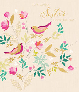 Sara Miller Lovely Sister Bird Birthday Card