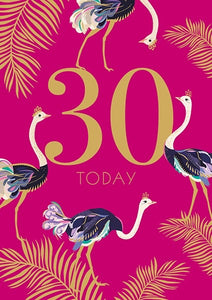 30th Ostrich Birthday Card by Sara Miller