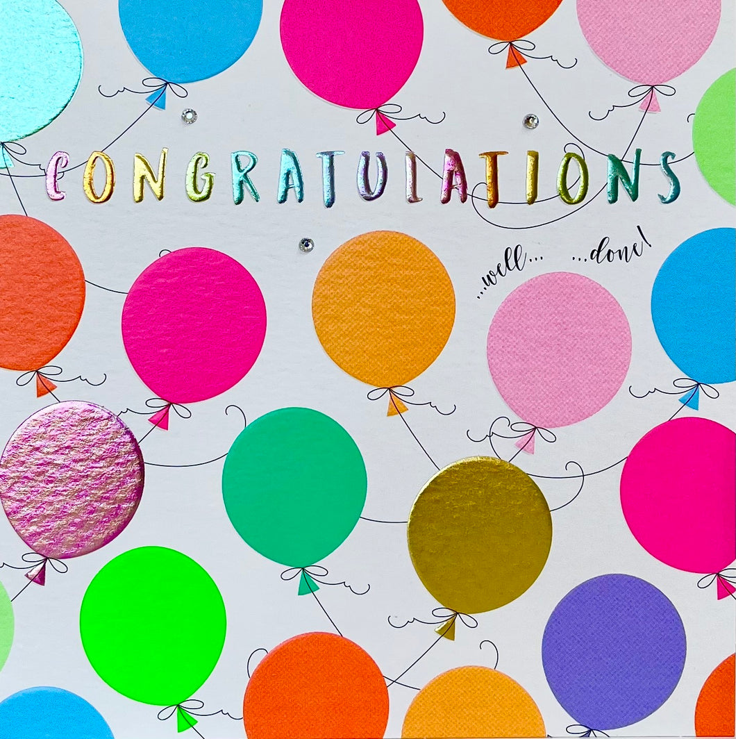 Congratulations Multicoloured Balloons Card