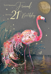 Flamingo Friend 21st Birthday Card