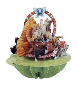 Basket of Cats 3D Card