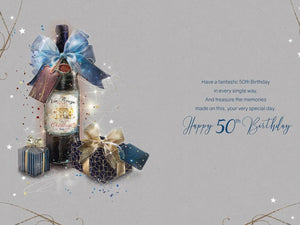 Vin Rouge, Red Wine, Happy 50th Birthday Card