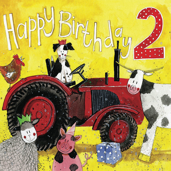 2nd Birthday Tractor Card